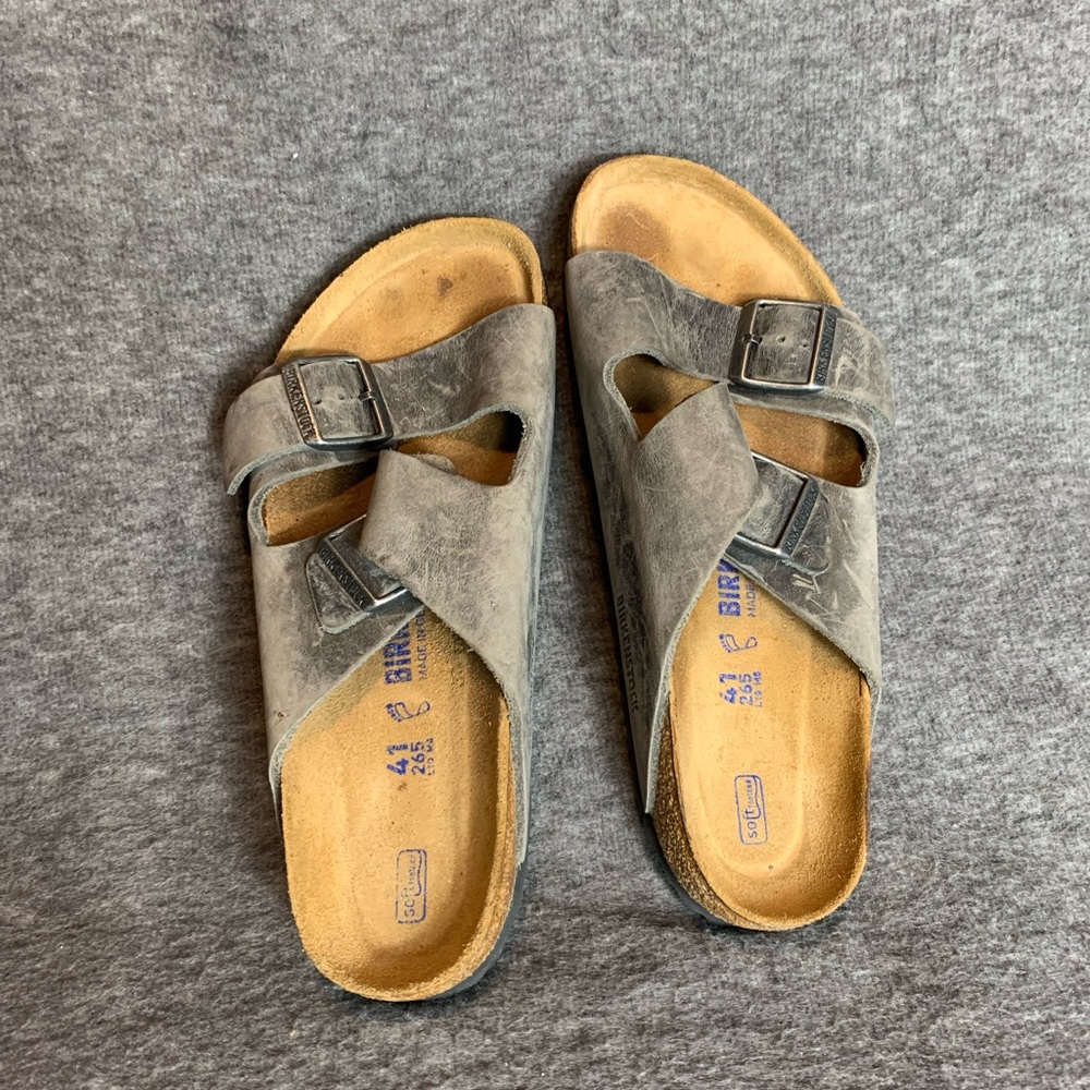 Birkenstock Arizona Soft Footbed Taupe Suede Leather Casual Sandals Size EU41 - Picture 2 of 8
